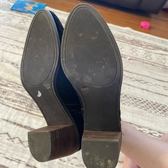 Lucky Brand perforated genuine leather lp-Petre wooden block heel booties sz 8.5 - Picture 5 of 11